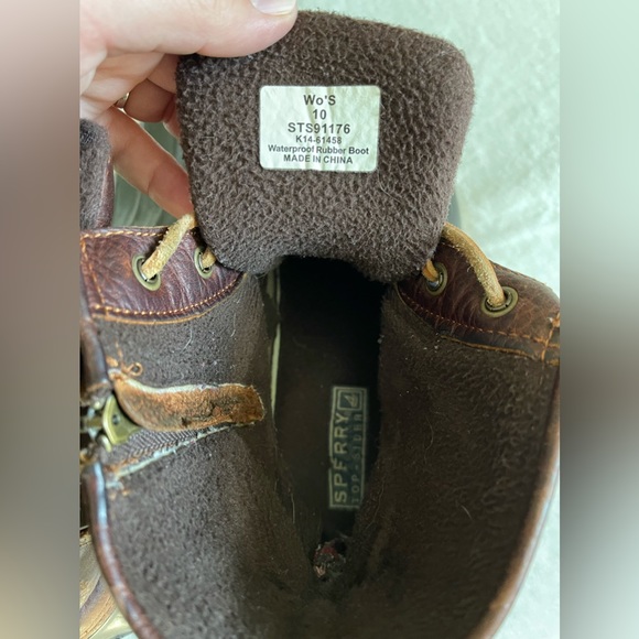 Sperry Women's Saltwater Duck Boot Tan/Dark Brown Size 10 - Picture 7 of 13